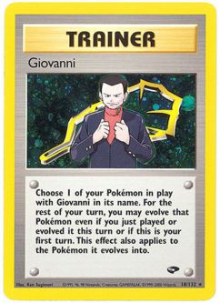 Pokemon Card - Gym Challenge 18/132 - GIOVANNI (holo-foil) *Played*