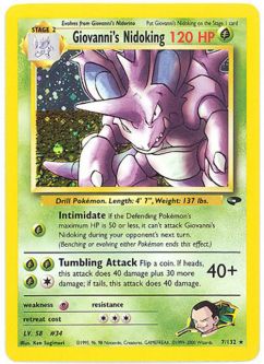 Pokemon Card - Gym Challenge 7/132 - GIOVANNI'S NIDOKING (holo-foil) *Played*