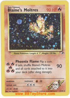 Pokemon Card - Gym Heroes 1/132 - BLAINE'S MOLTRES (holo-foil) *Played*