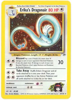 Pokemon Card - Gym Heroes 4/132 - ERIKA'S DRAGONAIR (holo-foil) *Played*