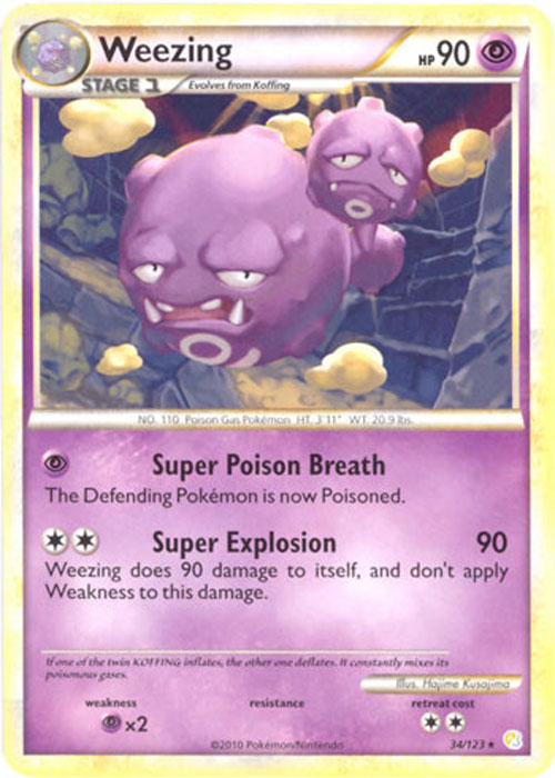 Pokemon Card - Heart Gold Soul Silver 34/123 - WEEZING (rare