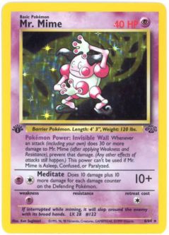 Pokemon Card - Jungle 6/64 - MR. MIME (holo-foil) **1st Edition** *Played*