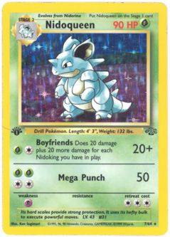 Pokemon Card - Jungle 7/64 - NIDOQUEEN (holo-foil) **1st Edition** *Played*