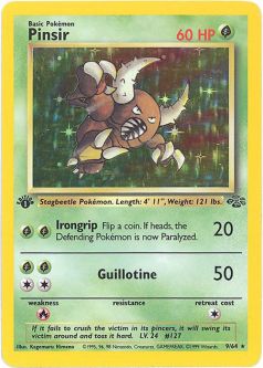 Pokemon Card - Jungle 9/64 - PINSIR (holo-foil) **1st Edition** *Played*