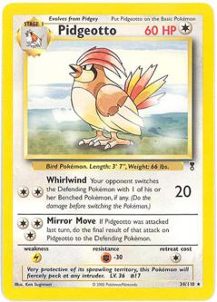 Pokemon Card - Legendary Collection 34/110 - PIDGEOTTO (rare) *Played*