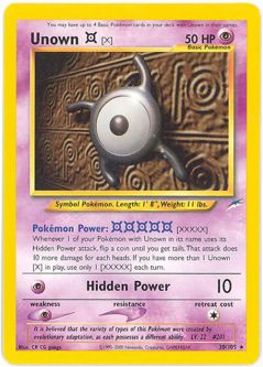 Pokemon Card - Neo Destiny 30/105 - UNOWN X (rare) *Played*