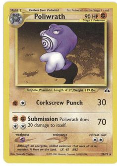 Pokemon Card - Neo Discovery 28/75 - POLIWRATH (rare) *Played*