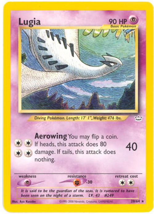 Pokemon Card - Neo Revelation 20/64 - LUGIA (rare) *Played*