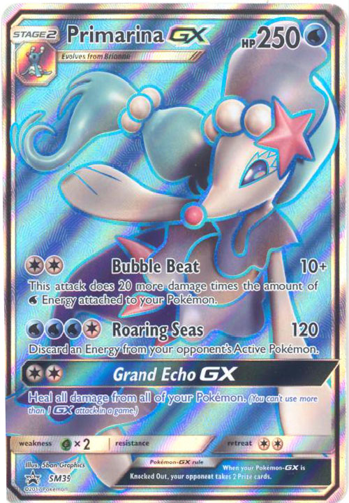 Pokemon Card Promo SM39 PRIMARINA GX Full Art Holo Foil