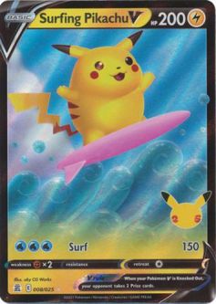 Pokemon Card - Celebrations Classic Collection 008/025 - SURFING PIKACHU (holo-foil)