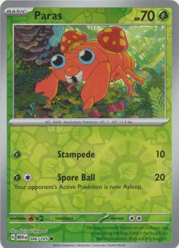 Pokemon Card - Scarlet & Violet 151 - 046/165 PARAS (REVERSE holo-foil ...