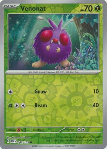 Pokemon Card - Scarlet & Violet 151 - 048/165 VENONAT (REVERSE holo ...