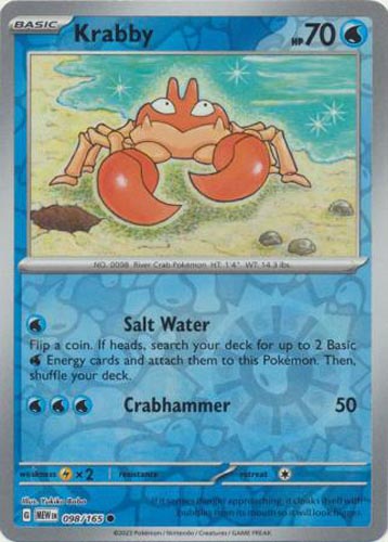 Pokemon Card - Scarlet & Violet 151 - 098/165 KRABBY (REVERSE holo-foil ...