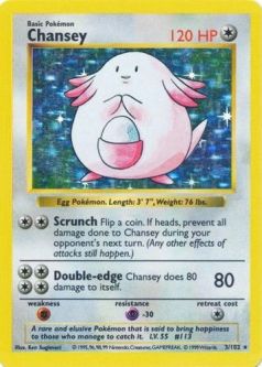 Pokemon Card - Base 3/102 - CHANSEY (holo-foil) **Shadowless** *Played*