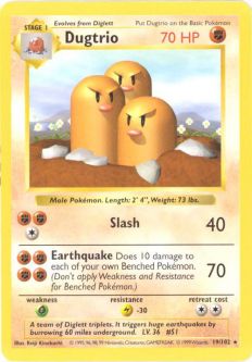 Pokemon Card - Base 19/102 - DUGTRIO (rare) *Shadowless*