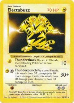 Pokemon Card - Base 20/102 - ELECTABUZZ (rare) *Shadowless*