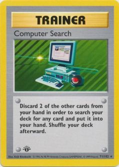 Pokemon Card - Base 71/102 - COMPUTER SEARCH (rare) [1st Edition] *Played*