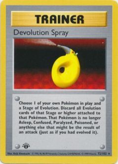 Pokemon Card - Base 72/102 - DEVOLUTION SPRAY (rare) **1st Edition** *Played*