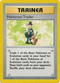 Pokemon Card - Base 77/102 - POKEMON TRADER (rare) [Shadowless] *Played*