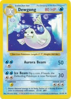 Pokemon Card - Base 25/102 - DEWGONG (uncommon) [Shadowless] *Played*