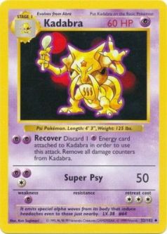 Pokemon Card - Base 32/102 - KADABRA (uncommon) [Shadowless] *Played*