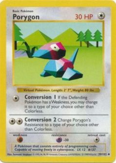 Pokemon Card - Base 39/102 - PORYGON (uncommon) [Shadowless] *Played*