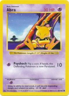 Pokemon Card - Base 43/102 - ABRA (common) [Shadowless] *Played*