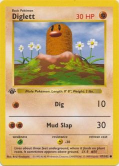 Pokemon Card - Base 47/102 - DIGLETT (common) [1st Edition] *Played*