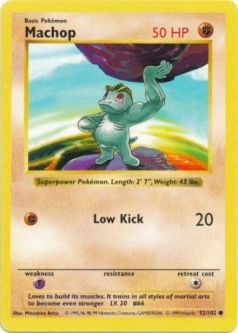 Pokemon Card - Base 52/102 - MACHOP (common) [Shadowless] *Played*