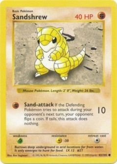 Pokemon Card - Base 62/102 - SANDSHREW (common) [Shadowless] *Played*