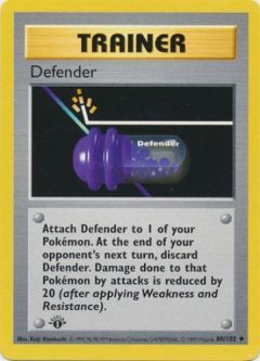 Pokemon Card - Base 80/102 - DEFENDER (uncommon) [1st Edition] *Played*