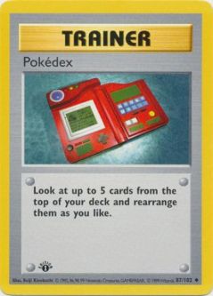 Pokemon Card - Base 87/102 - POKEDEX (uncommon) [1st Edition] *Played*