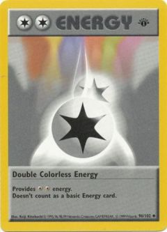 Pokemon Card - Base 96/102 - DOUBLE COLORLESS ENERGY (uncommon) [1st Edition] *Played*