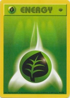 Pokemon Card - Base 99/102 - GRASS ENERGY (common) [1st Edition] *Played*