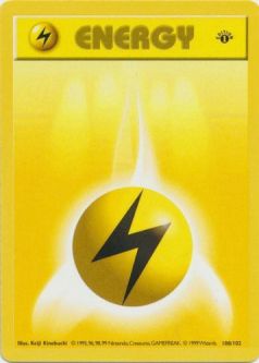 Pokemon Card - Base 100/102 - LIGHTNING ENERGY (common) [1st Edition] *Played*