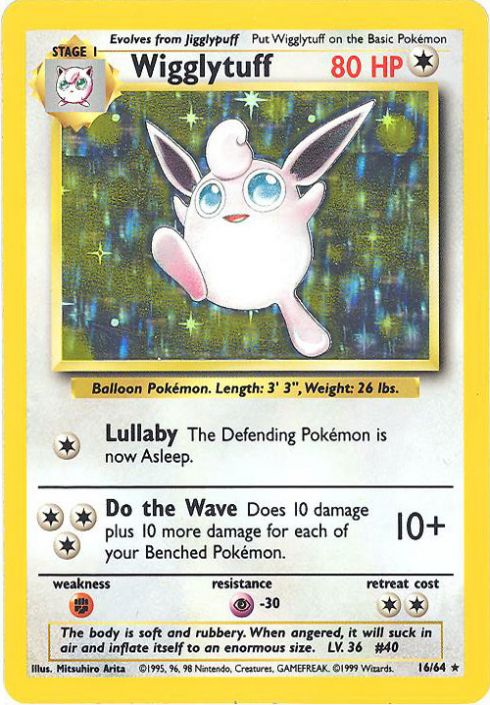 Pokemon Card - Jungle 16/64 - WIGGLYTUFF (holo-foil) **ERROR No Symbol**