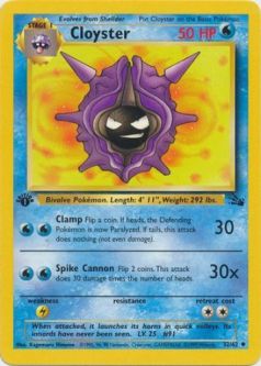 Pokemon Card - Fossil 32/62 - CLOYSTER (uncommon) *1st Edition*