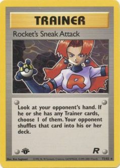 Pokemon Card - Team Rocket 72/82 - ROCKET'S SNEAK ATTACK (rare) *1st Edition*