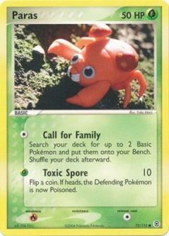 Pokemon Card - Fire Red & Leaf Green 72/112 - PARAS (common)