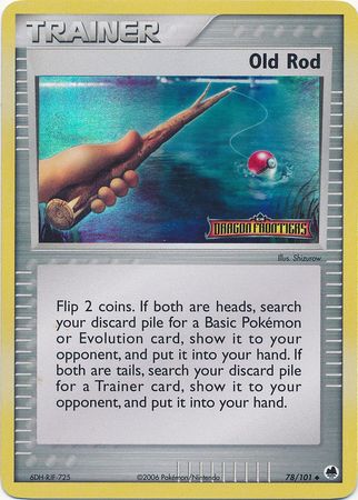 Pokemon Card - Dragon Frontiers 78/101 - OLD ROD (reverse holo)