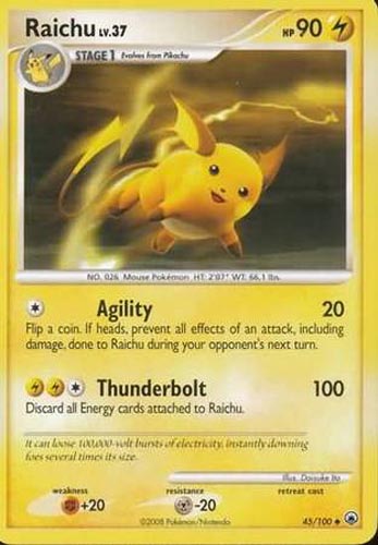 Pokemon Card - D&P: Majestic Dawn 45/100 - RAICHU (uncommon)