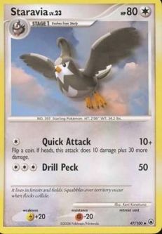 Pokemon Card - D&P: Majestic Dawn 47/100 - STARAVIA (uncommon)