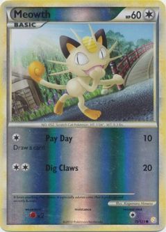 Pokemon Card - Heart Gold Soul Silver 75/123 - MEOWTH (reverse holo)