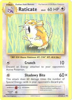 Pokemon Card - XY: Evolutions 67/108 - RATICATE (rare)