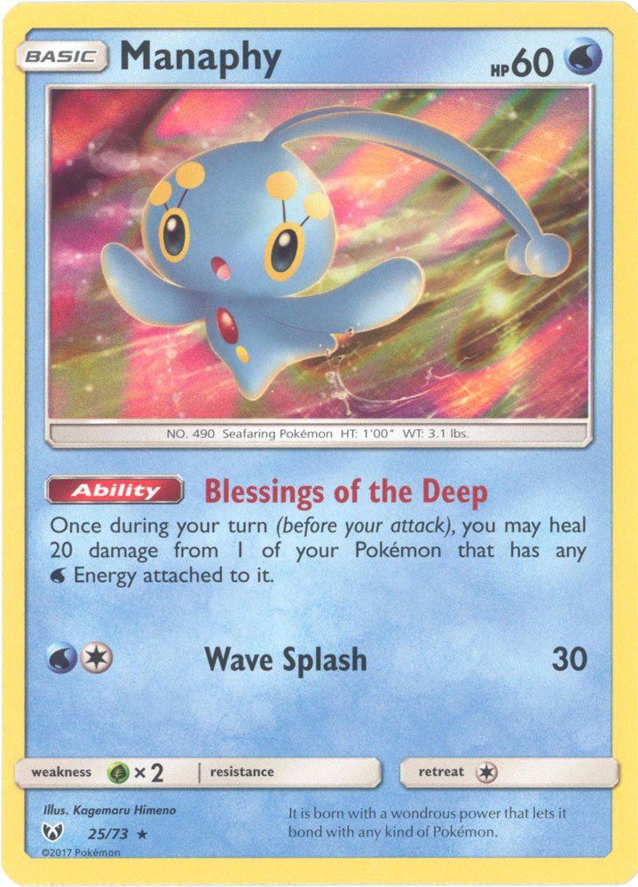 Pokemon Card - Shining Legends 25/73 - MANAPHY (holo-foil): BBToyStore ...