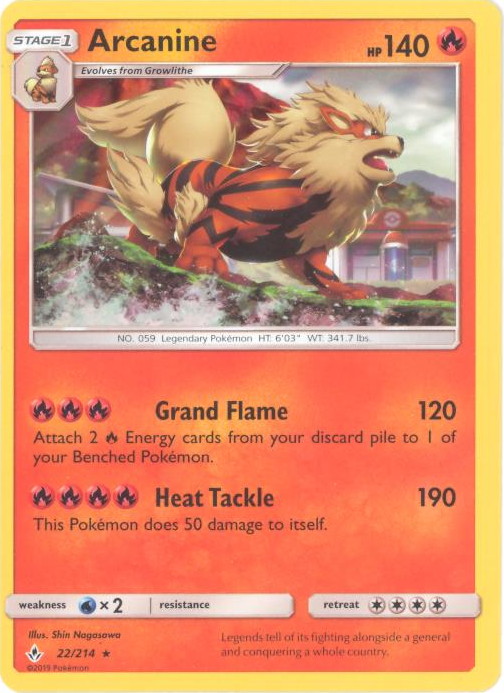 Pokemon Card - S&M: Unbroken Bonds 22/214 - ARCANINE (holo-foil)