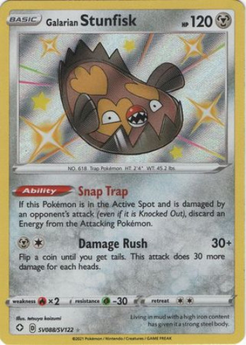 Pokemon Card - Shining Fates SV088/SV122 - GALARIAN STUNFISK (shiny holo rare)