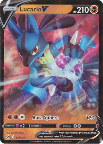 Pokemon Card - S&S: Fusion Strike 146/264 - LUCARIO V (holo-foil)