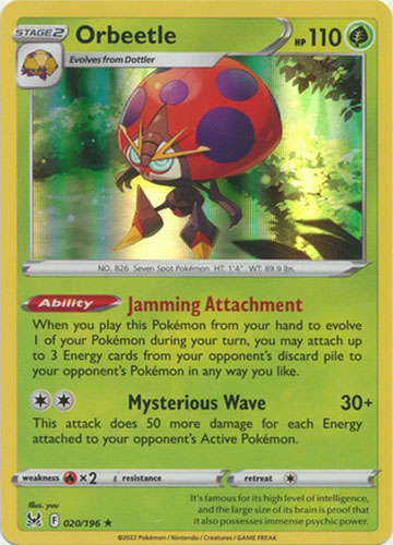 Pokemon Card - Sword & Shield Lost Origin 020/196 - ORBEETLE (holo-foil ...