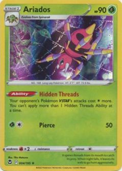 Pokemon Card - S&S: Silver Tempest 004/195 - ARIADOS (holo-foil)